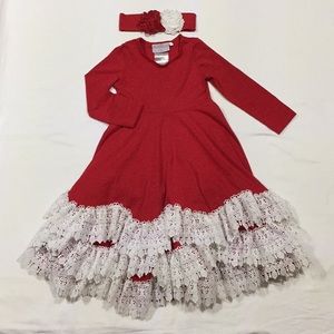 EUC Serendipity Red Maxi Dress & headband Size 4